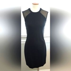 Banana Republic Black Sleeveless Mesh Shoulders Sheath Dress NWT